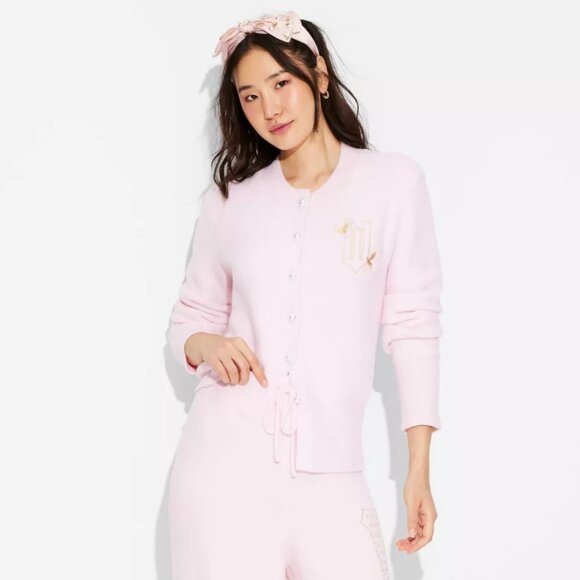 Wicked Graphic Cardigan Ariana Grande Paul Tazewell Pink Glinda‎ M - Picture 1 of 11